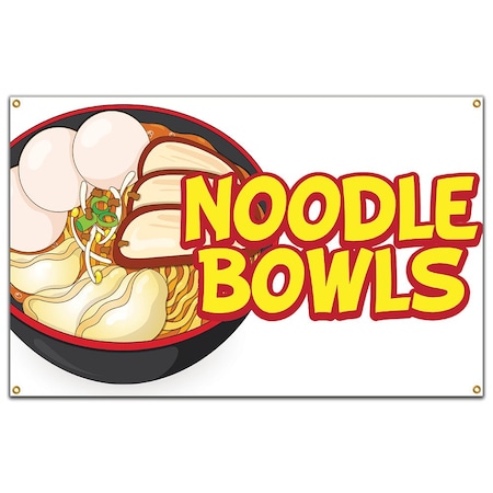 Signmission Noodle Bwls Banner Concession Stand Food Truck Single Sided B-96 Noodle Bwls19